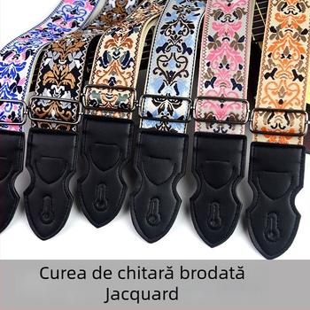 Curea pentru chitară PACEUP, poliester, model 346001, brodat în stil etnic retro, pentru instrumente muzicale.