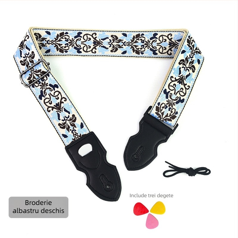 Curea pentru chitară PACEUP, poliester, model 346001, brodat în stil etnic retro, pentru instrumente muzicale.