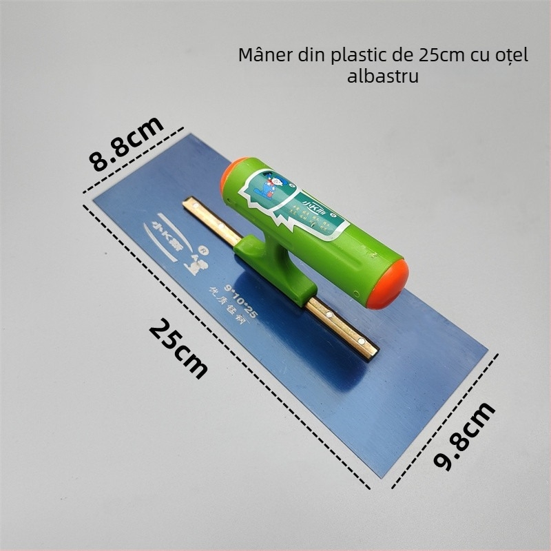 Șpachtă pentru ipsos și tencuială cu mâner din plastic, fără cui, lamă din oțel