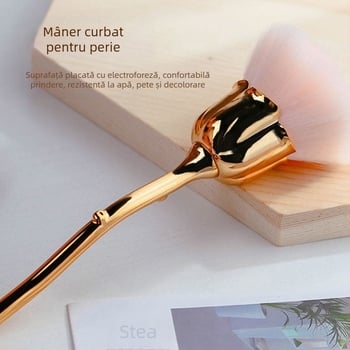 Pensulă de machiaj cu mâner din aluminiu, fibre sintetice, mâner lung, ambalaj unic în geantă, Pomelo man