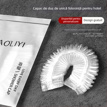 Șapcă de duș de unică folosință, impermeabilă, lărgită și groasă, ambalaj individual, material PE, pentru vopsirea părului, uz hotelier