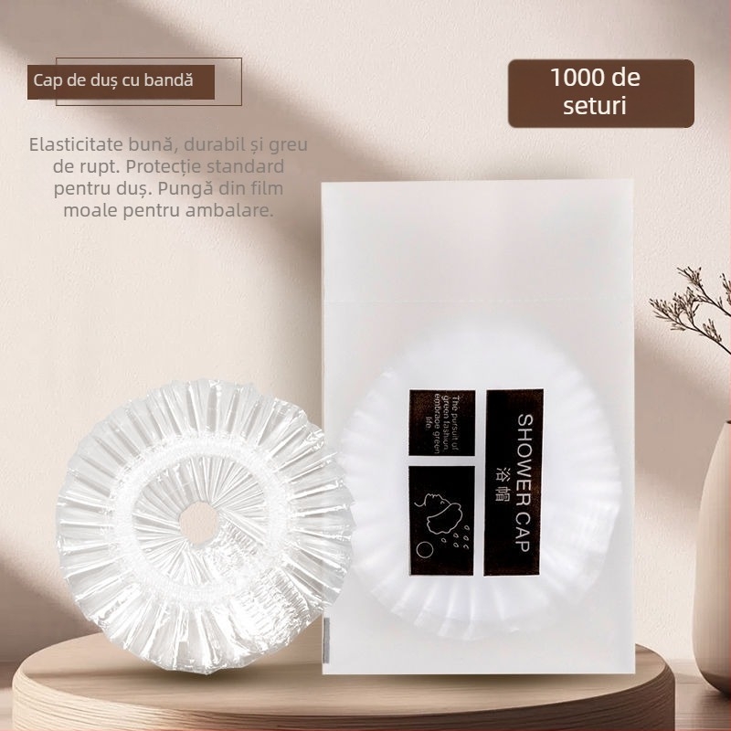 Șapcă de duș de unică folosință, impermeabilă, lărgită și groasă, ambalaj individual, material PE, pentru vopsirea părului, uz hotelier