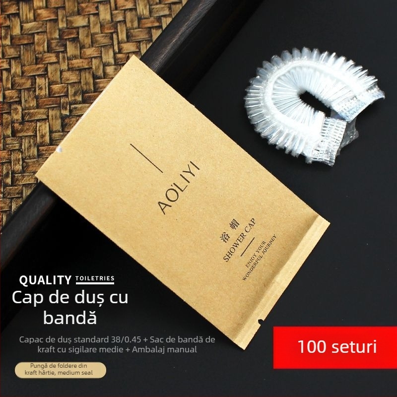 Șapcă de duș de unică folosință, impermeabilă, lărgită și groasă, ambalaj individual, material PE, pentru vopsirea părului, uz hotelier