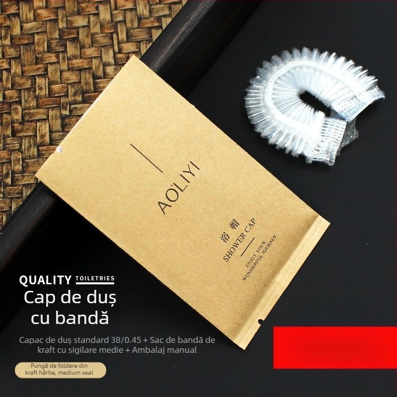 Șapcă de duș de unică folosință, impermeabilă, lărgită și groasă, ambalaj individual, material PE, pentru vopsirea părului, uz hotelier