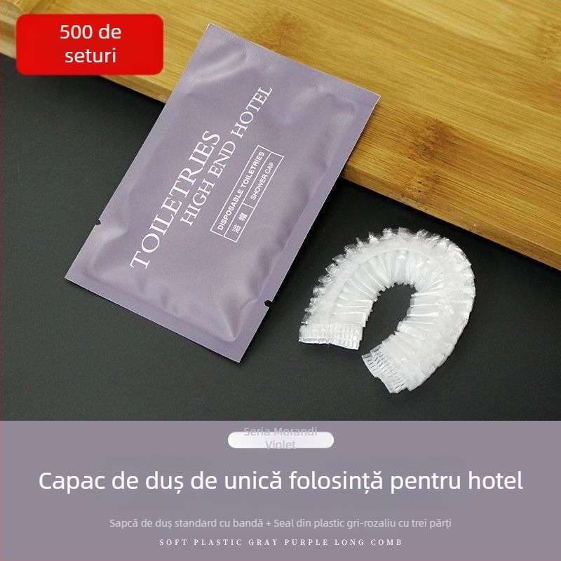 Șapcă de duș de unică folosință, impermeabilă, lărgită și groasă, ambalaj individual, material PE, pentru vopsirea părului, uz hotelier