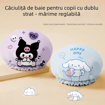 Pălărie de duș pentru copii – cu desene animate, cu două straturi, hidroizolantă, anti-umezeală, pentru uz casnic