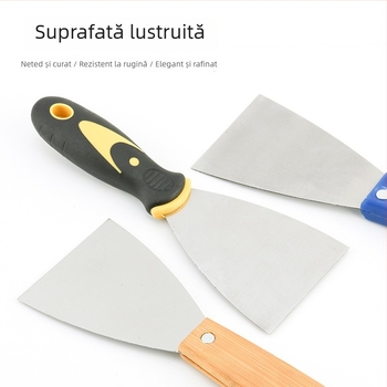 Cuțit de chit cu mâner din lemn, lamă din oțel inoxidabil, lamă groasă pentru curățarea pereților