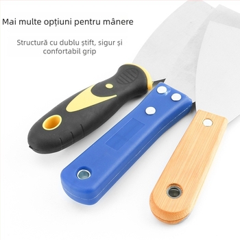 Cuțit de chit cu mâner din lemn, lamă din oțel inoxidabil, lamă groasă pentru curățarea pereților