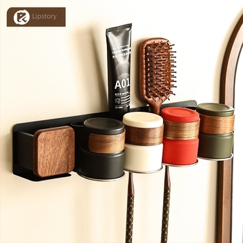 Suport pentru periute de dinți cu set de pahare pentru clătire, aluminiu Space, montaj încastrat, instalare fără găuri, imprimare logo disponibil