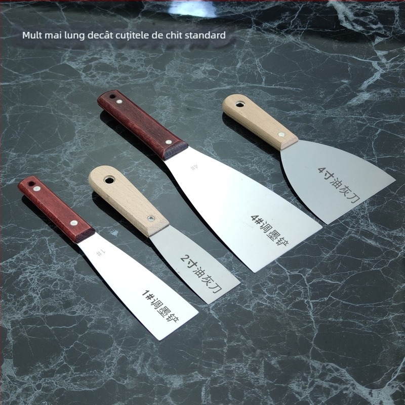 Spatulă din oțel inoxidabil pentru amestecarea vopselei la offset — raclă plată pentru imprimare, cuțit de chit îngroșat, raclă pentru geam auto