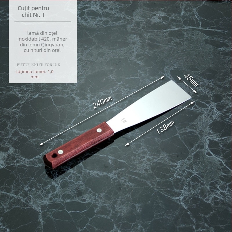 Spatulă din oțel inoxidabil pentru amestecarea vopselei la offset — raclă plată pentru imprimare, cuțit de chit îngroșat, raclă pentru geam auto