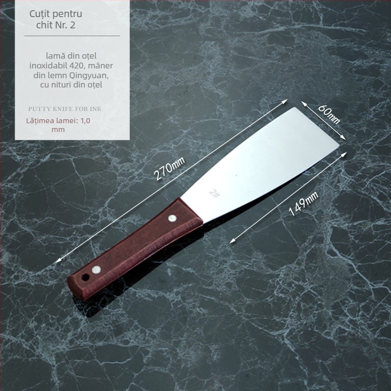 Spatulă din oțel inoxidabil pentru amestecarea vopselei la offset — raclă plată pentru imprimare, cuțit de chit îngroșat, raclă pentru geam auto