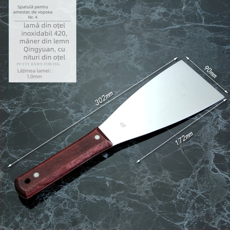 Spatulă din oțel inoxidabil pentru amestecarea vopselei la offset — raclă plată pentru imprimare, cuțit de chit îngroșat, raclă pentru geam auto