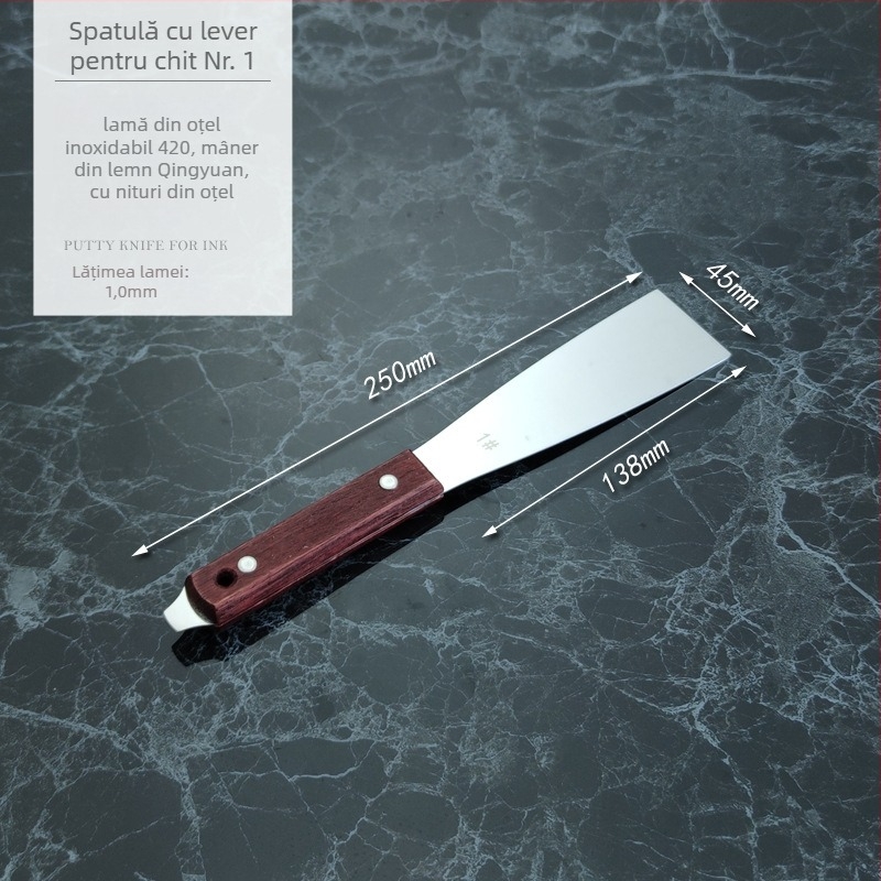 Spatulă din oțel inoxidabil pentru amestecarea vopselei la offset — raclă plată pentru imprimare, cuțit de chit îngroșat, raclă pentru geam auto