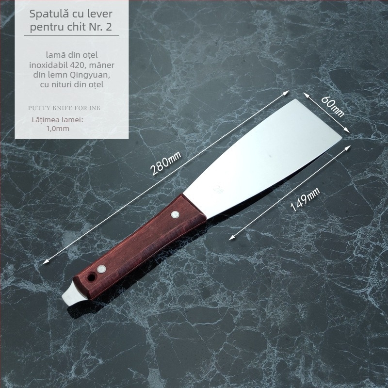 Spatulă din oțel inoxidabil pentru amestecarea vopselei la offset — raclă plată pentru imprimare, cuțit de chit îngroșat, raclă pentru geam auto