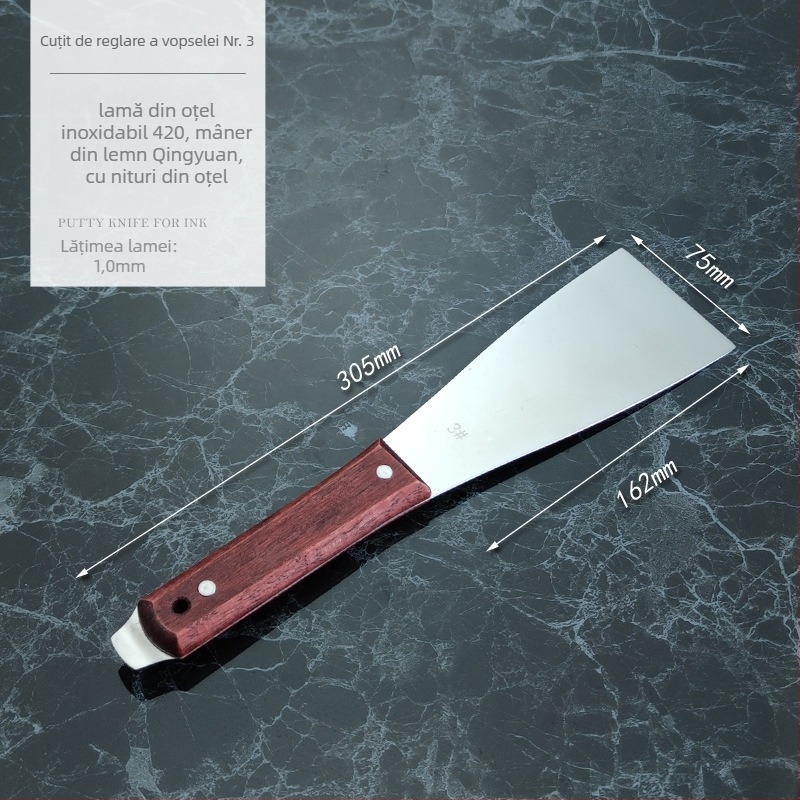 Spatulă din oțel inoxidabil pentru amestecarea vopselei la offset — raclă plată pentru imprimare, cuțit de chit îngroșat, raclă pentru geam auto