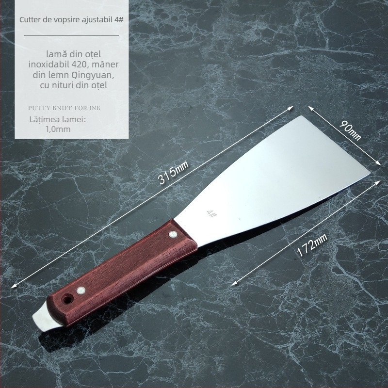 Spatulă din oțel inoxidabil pentru amestecarea vopselei la offset — raclă plată pentru imprimare, cuțit de chit îngroșat, raclă pentru geam auto