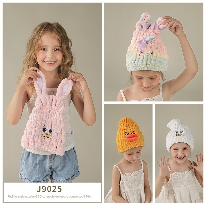 Pălărie pentru uscat părul copiilor – catifea coral, fibră 150D, sub 30 g, țesătură cu 6 fire, stil părinte-copil