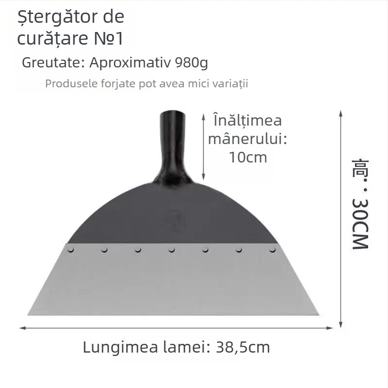 Lopată pentru pereți multifuncțională cu cuțit de chit — lamă din oțel inoxidabil, mâner din lemn extensibil