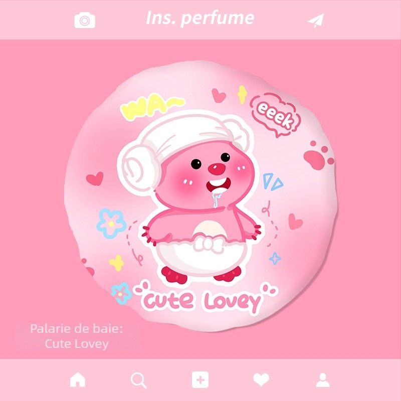 Șapcă de duș cu desene animate, impermeabilă, PVC, dublu strat, reutilizabilă, personalizare disponibilă