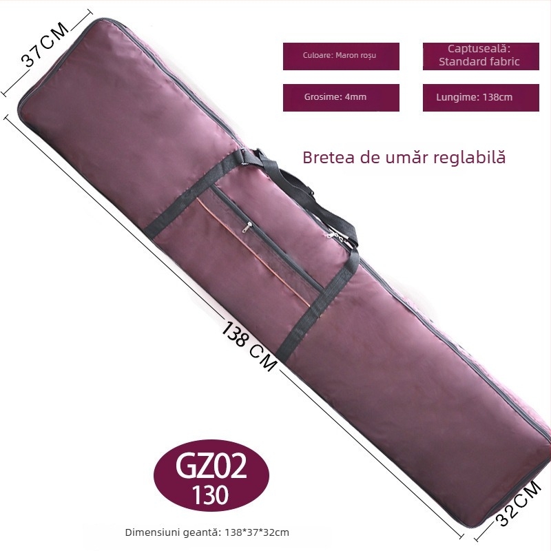 Protecție Guzheng – husă cu căptușeală PU, curea de umăr curbată, brand Unique, lansare vară 2024, pentru antrenamente off-campus.