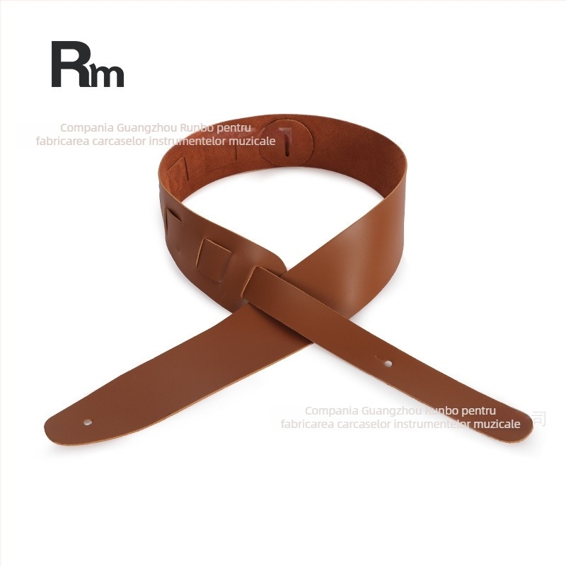 Curea de chitară din piele naturală, lărgită și îngroșată, antiderapantă, pentru chitară electrică și bas