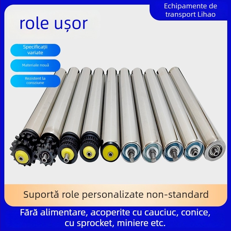 Lihao rolă ușoară pentru benzi transportoare, tuburi din oțel inoxidabil sau oțel carbon, destinat liniilor de asamblare