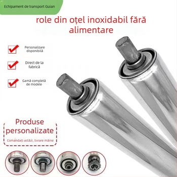 Rola nealimentată pentru banda transportoare, galvanizată, din oțel inoxidabil sau oțel carbon, pentru linie de asamblare