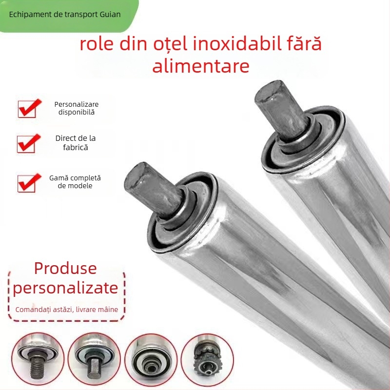 Rola nealimentată pentru banda transportoare, galvanizată, din oțel inoxidabil sau oțel carbon, pentru linie de asamblare
