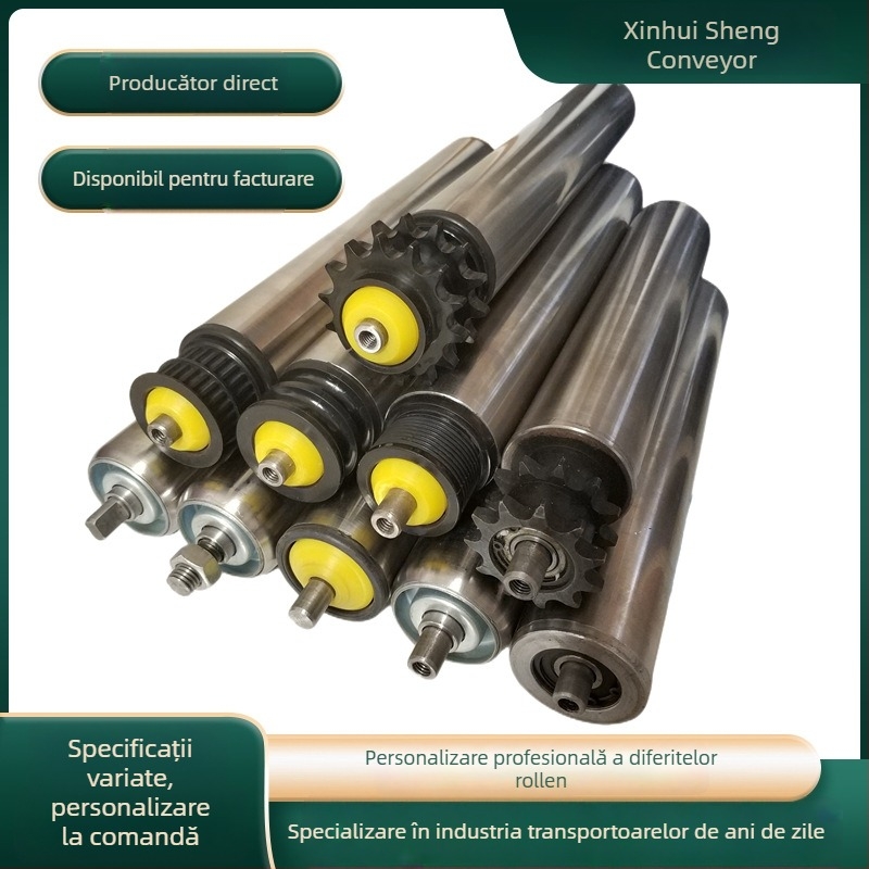 Rulare nealimentată personalizată, oțel inoxidabil, acoperire din cauciuc, PVC cu dinți dubli, diametre personalizate tambur și ax, lungimea tubului