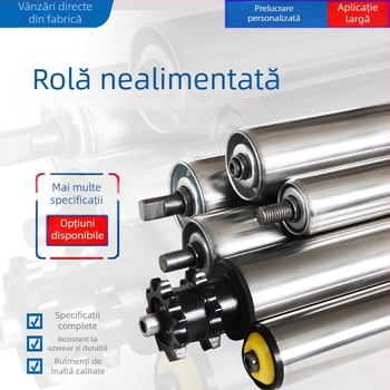Rola din oțel inoxidabil, galvanizată 201/304, rezistentă la uzură, impermeabilă și rezistentă la coroziune, durată lungă de viață; potrivită pentru linii de asamblare, transportoare și mașini de tipărit