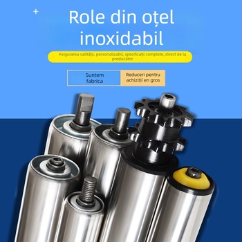 Rola din oțel inoxidabil, galvanizată 201/304, rezistentă la uzură, impermeabilă și rezistentă la coroziune, durată lungă de viață; potrivită pentru linii de asamblare, transportoare și mașini de tipărit
