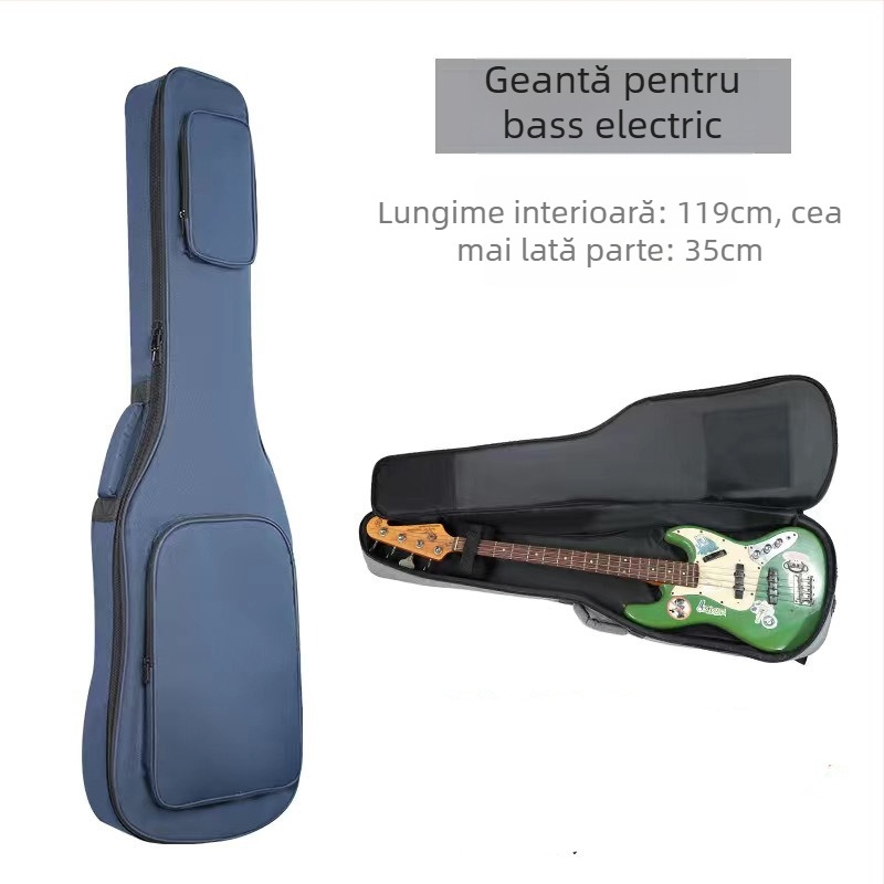 Geantă pentru chitară electrică și bas, întărită și căptușită, material Oxford, căptușeală din bumbac, rucsac cu curea de umăr curbată