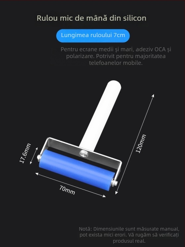 Deer Fairy unealtă pentru protecția ecranului telefonului cu roller de presiune, cilindru de silicon pentru îndepărtarea prafului, OCA adeziv uscat, ecran polarizat, rotiță de împingere manuală