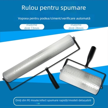 Tambur de eliminare a spumei pentru podele din epoxy, cu carcasa din plastic, lungime ac 13–28 mm, înălțime dinți 13–28 mm, nivelare ciment auto