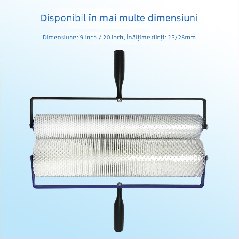 Tambur de eliminare a spumei pentru podele din epoxy, cu carcasa din plastic, lungime ac 13–28 mm, înălțime dinți 13–28 mm, nivelare ciment auto