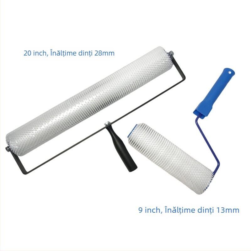 Tambur de eliminare a spumei pentru podele din epoxy, cu carcasa din plastic, lungime ac 13–28 mm, înălțime dinți 13–28 mm, nivelare ciment auto