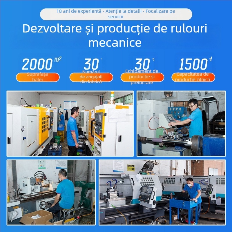 Rolă cu acoperire din cauciuc și nucleu din poliuretan pentru mașini și benzi transportoare, rezistentă la uzură, antiderapant, transmisie mecanică
