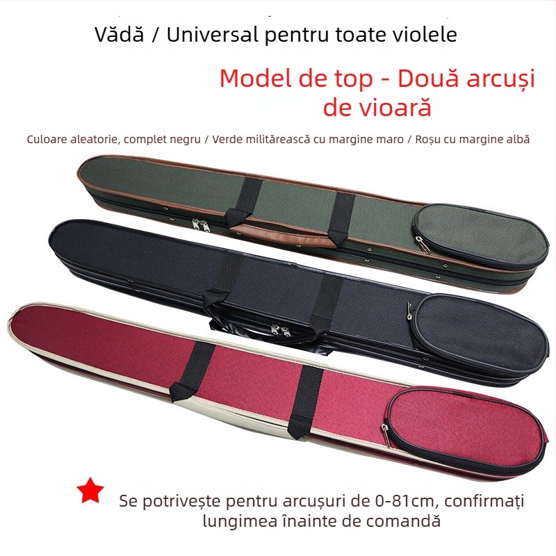 Geantă Violet pentru instrumente muzicale cu husă pentru arcușuri pentru vioară, violoncel și contrabass