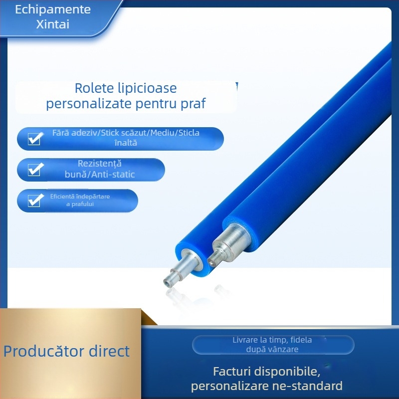 Rolă de praf industrială cu curățare adeziv anti‑statice, rol pentru îndepărtarea prafului și imprimare cu apă, cilindru intermitent cu rotație, tambur din oțel inoxidabil sau oțel carbon