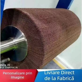 Roată industrială pentru burete abraziv, cu ax gol și perie de tip roller pentru lustruirea firelor — Material tub: oțel placat