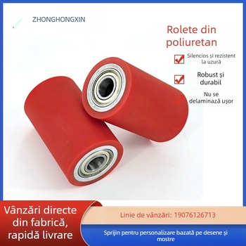 Rulă nealimentată, roată cu acoperire PU și cilindru din oțel carbon; rezistentă la uzură și la presiune, absorbție de șocuri și amortizare
