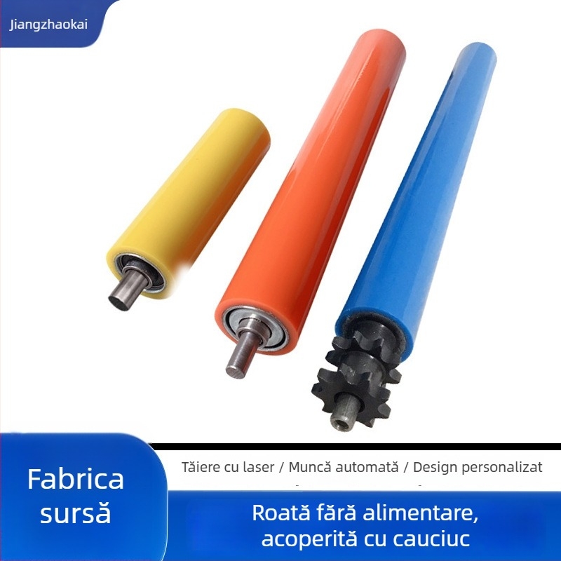 Rulou cu strat de cauciuc, exterior, țeavă din oțel carbon, suprafață galvanizată, personalizare disponibilă