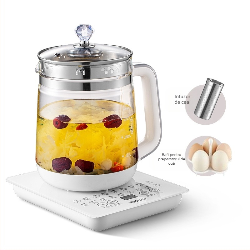 YALULU Y06 oală de sănătate din sticlă, capacitate 1.5–2 L, 110 V, 500–1000 W