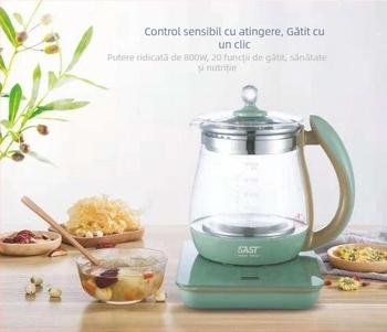 Health Pot cu corp din sticlă borosilicat de înaltă calitate, capacitate 1.5 L, 220V, 800W, control prin atingere