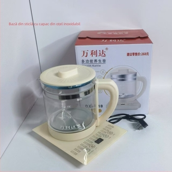 Wanlida Oală de sănătate 1.8L, corp din sticlă borosilicat, control cu microcomputer și termostat digital, 220V, 500–1000W, potrivită pentru ceai și infuzii din plante (4–5 persoane)