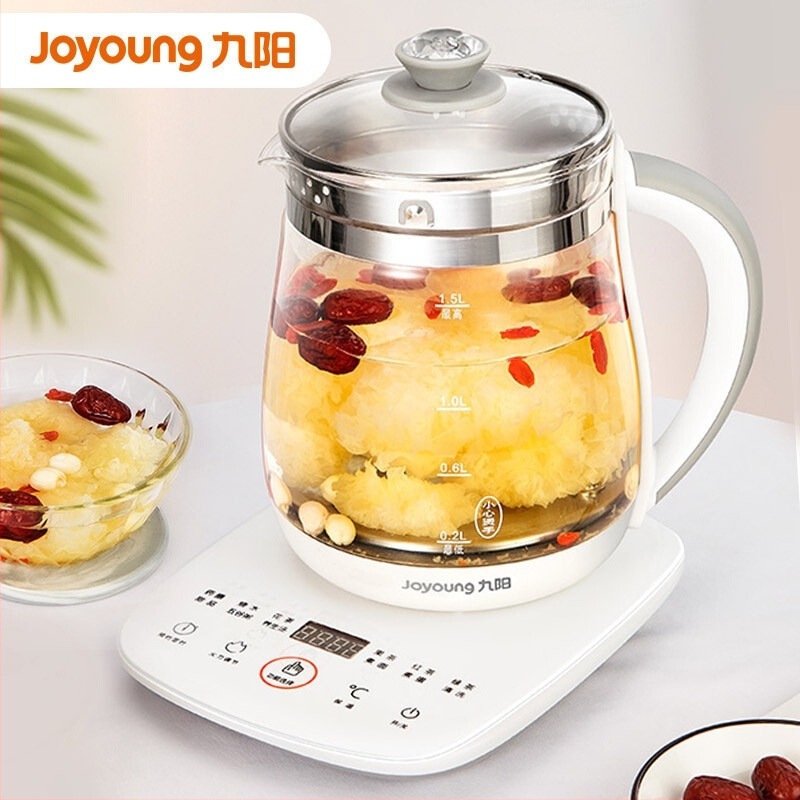 Joyoung DGD1506BQ Ceainic de sănătate, 1,5 L, din sticlă borosilicat, pentru birou și casă, temperatură reglabilă
