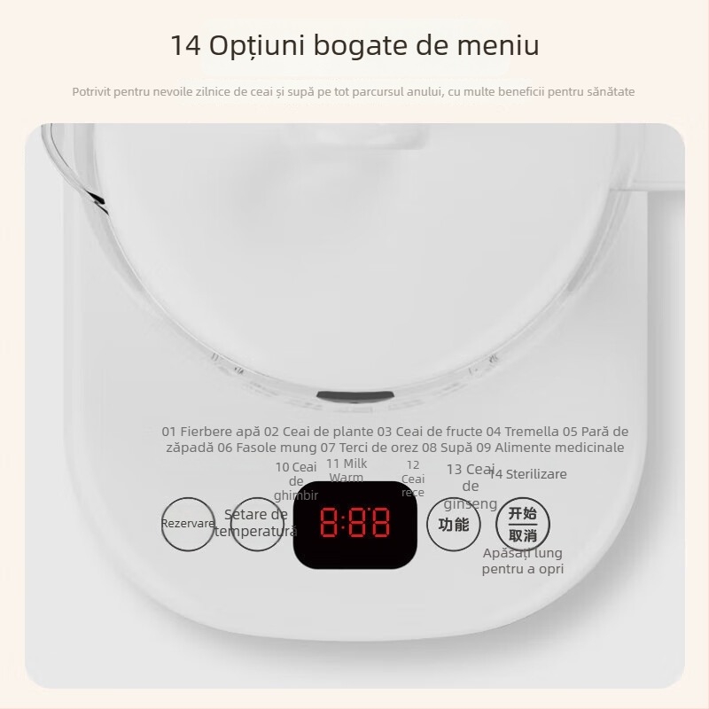 Ceainic din sticlă Health Pot MK-Y12Q, ceainic electric multifuncțional pentru casă și birou, 1,5 L