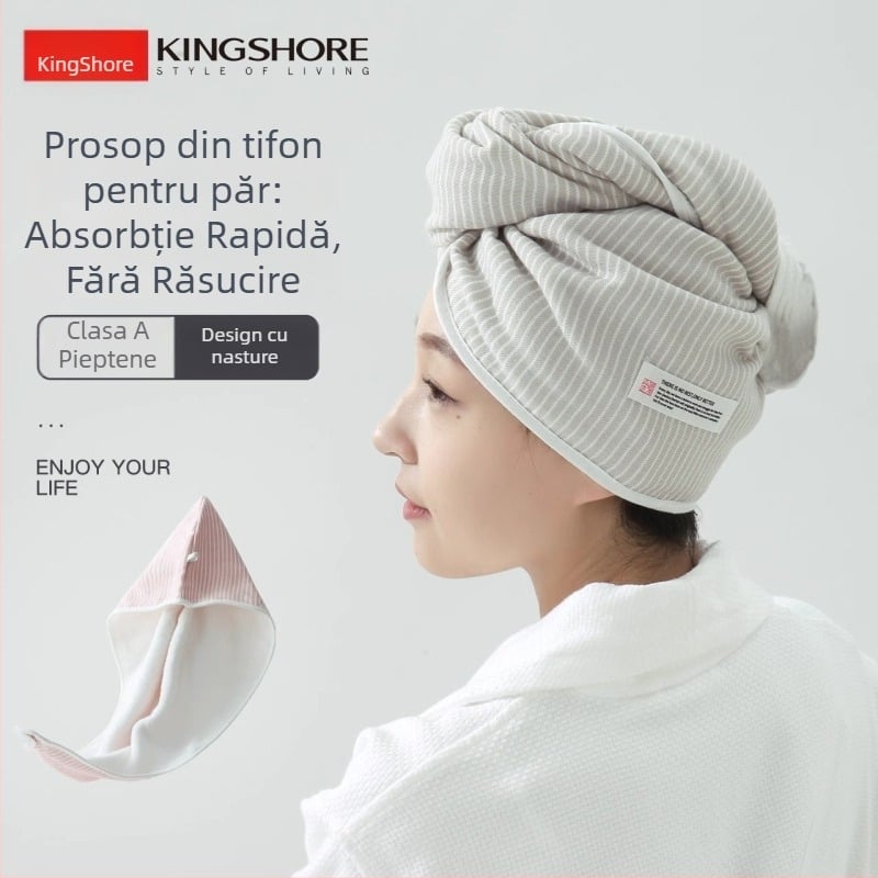 Șapcă de uscat părul, din bumbac 100%, 50–79 g, absorbție 0–5 s, 16 fibre