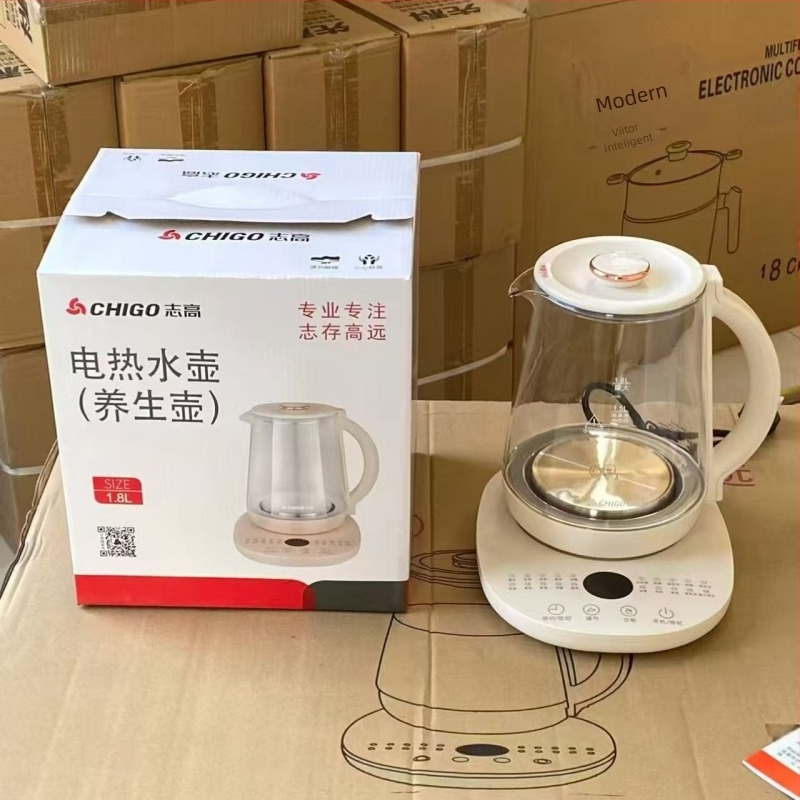 Ceainic de sănătate cu corp din sticlă borosilicată, capacitate 1.5–2 L, 800W, 220V, funcție de decoctare pentru medicina chineză